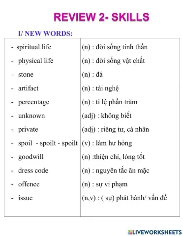 English 8- review 2- skills