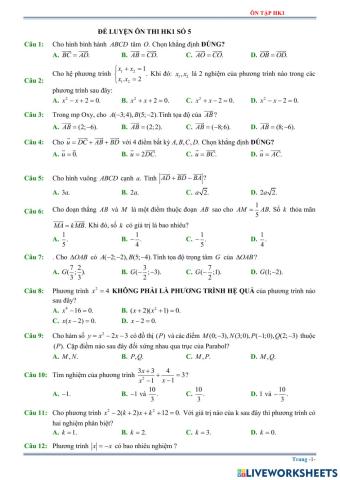 Ôn tập thi hk1 - toán - phần 2
