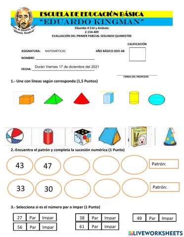 Evaluación de Matemáticas