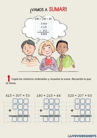 Sumas con tres sumandos