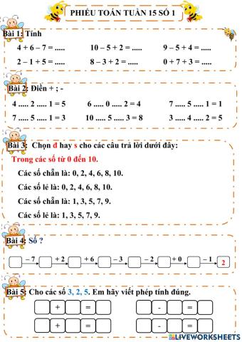 Toán tuần 15 số 1