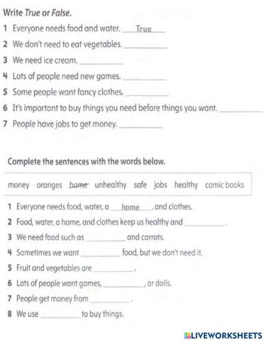 Wants and needs reading