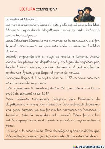 Compresión lectora - la primera vuelta al mundo II