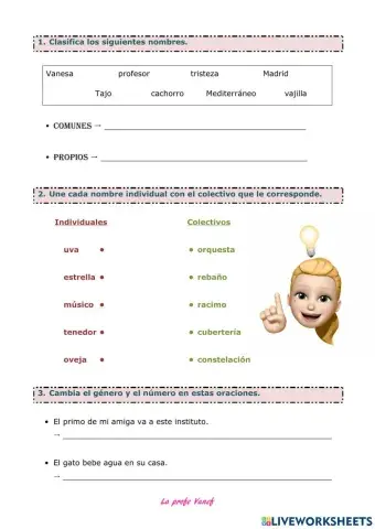 Repaso U4 LENGUA: el nombre, sus clases, género y número. Los prefijos