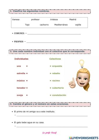 Repaso U4 LENGUA: el nombre, sus clases, género y número. Los prefijos