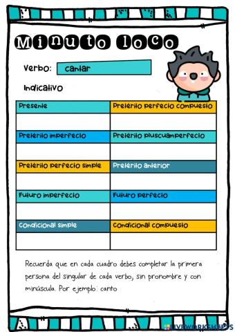 Verbo cantar: minuto loco