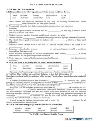 Unit 4 vocabulary and grammar