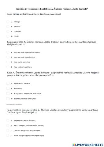 Individo ir visuomenės konfliktas A. Škėmos romane