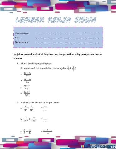 Chusnul khotimah-1908105024-live worksheet