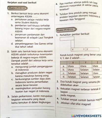 Ulangan harian tema 5 subtema 1 kelas 6