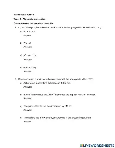 Algebraic Expression