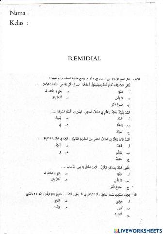 SOAL PAS BAHASA ARAB WAJIB KELAS 10