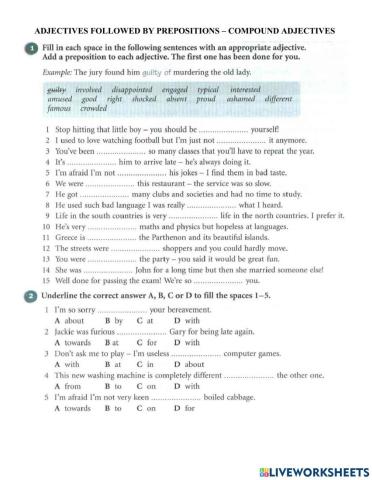 Adjective followed by pre & Compound adjectives