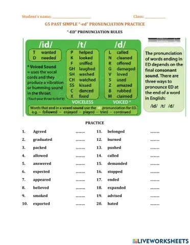 G5 Past simple ED pronunciation