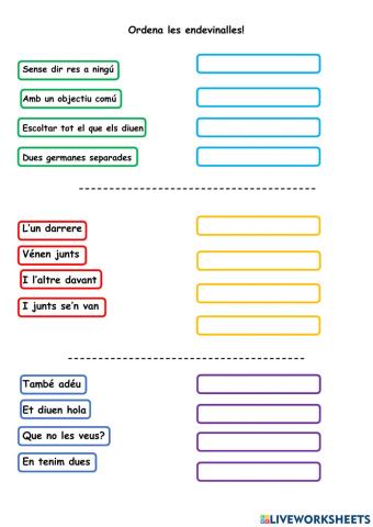 Ordena les endevinalles!