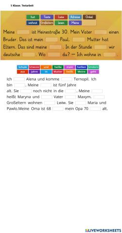 5 Klasse Testarbeit (Sotnikova)