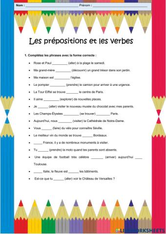 Les verbes et les prépositions.