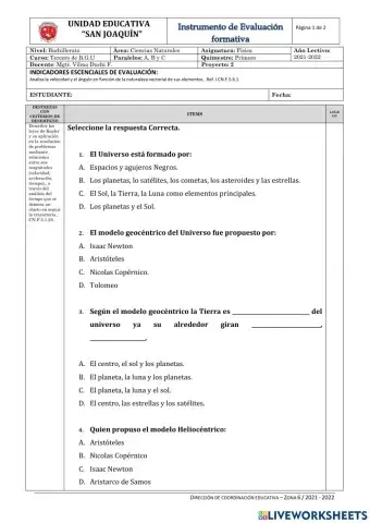 Evaluación Física Tercero