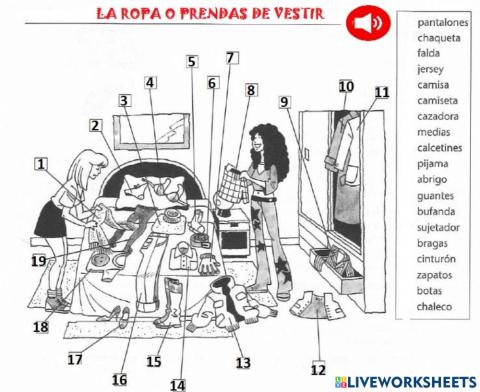 La ropa - prendas de vestir