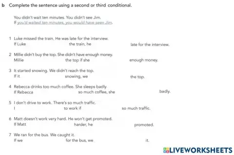 B2 - second and third conditional - ex. B