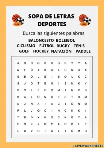 Sopa de letras sobre deportes