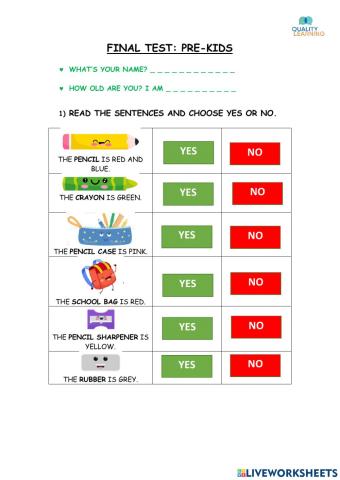 Final Test: Pre-kids