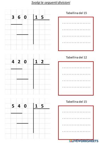 Divisioni in colonna