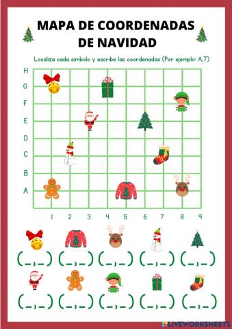 Mapa de coordenadas de navidad