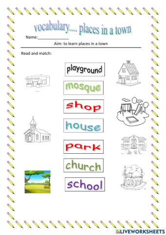 Vocabulary.......Places in a town