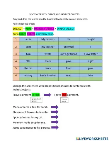 Direct and Indirect Object Practice