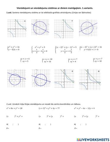 Vienādojumi ar diviem mainīgajiem, to sistēmas