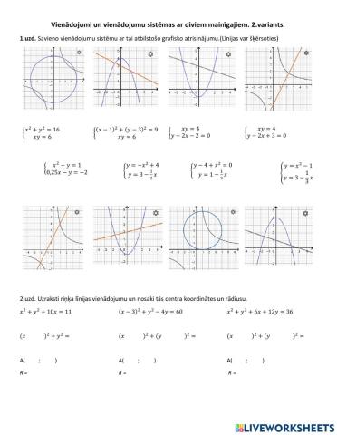 Vienādojumi ar diviem mainīgajiem, to sistēmas