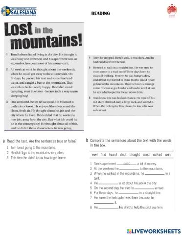 Reading comprehension: Lost in the mountain