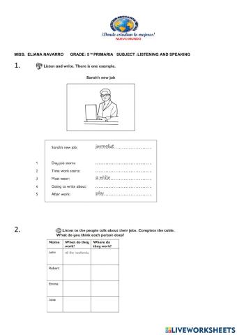 Examen listening 4to bimestre