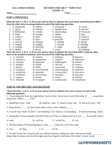 Đề cương ôn tập hk1 - anh 12 (p1)