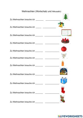 Weihnachten - Wortschatz und Akkusativ -
