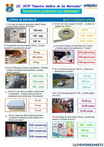 Problemas con decimales