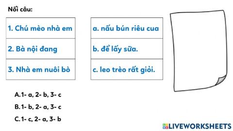 Tiếng Việt ôn tập dạng nối câu