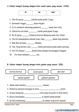 Penilaian Bahasa Melayu Tahun 1B