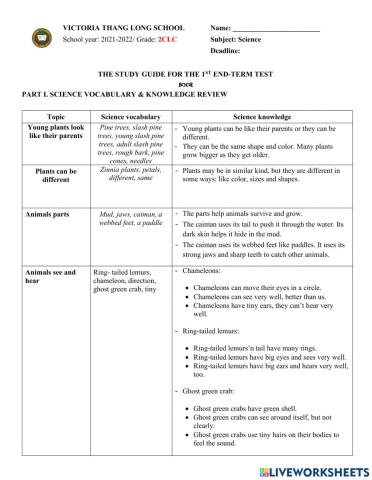 2clc-science-study guide end term