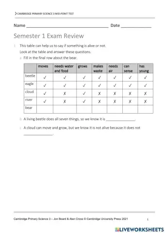 Pratice Semester 1 science