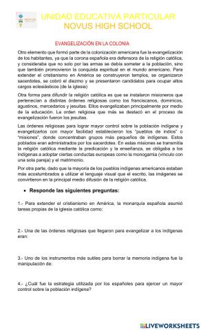 Evangelizacion en la colonia