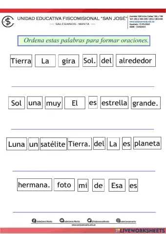 Ordena palabras y forma oraciones
