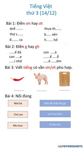 Tiếng Việt thứ 3 (14-12)