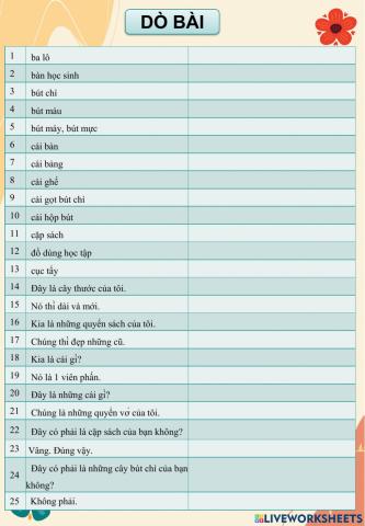 Dò bài lớp 3 13-12