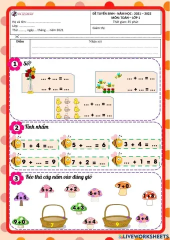 Đề test học sinh