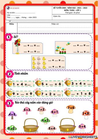 Đề test học sinh