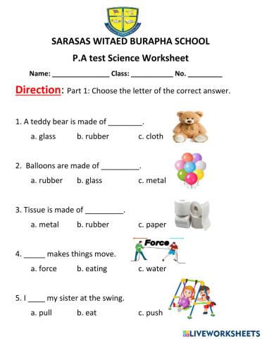 Week 7 activity 2: Science P.A test 2