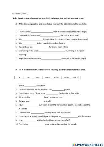 Comparative, superlative and countable