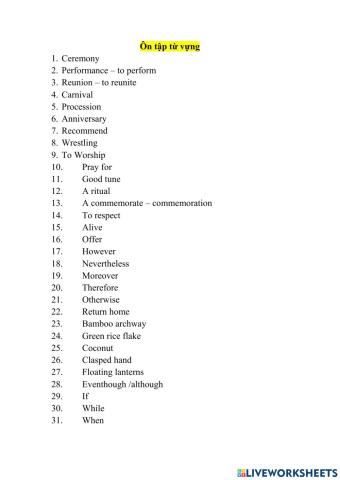 Ôn tập từ vựng